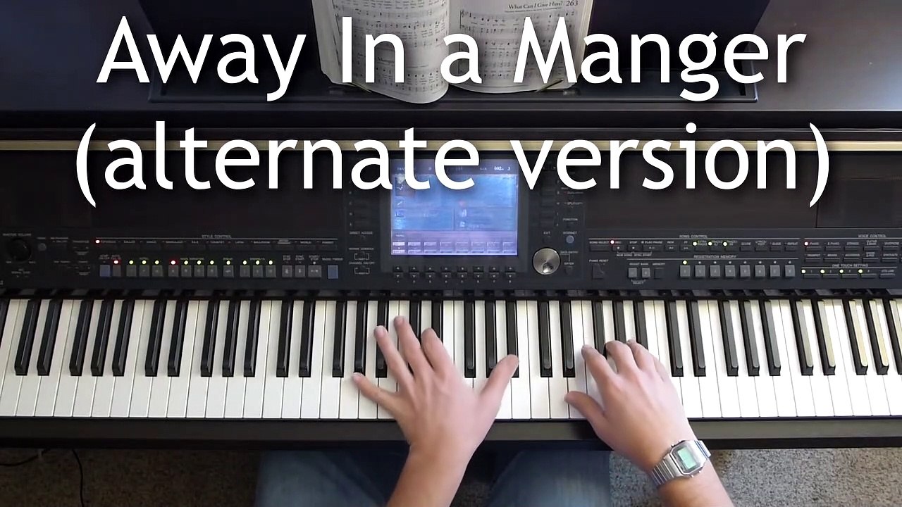 Away in a Manger (alternate melody) - Christmas piano instrumental with lyrics