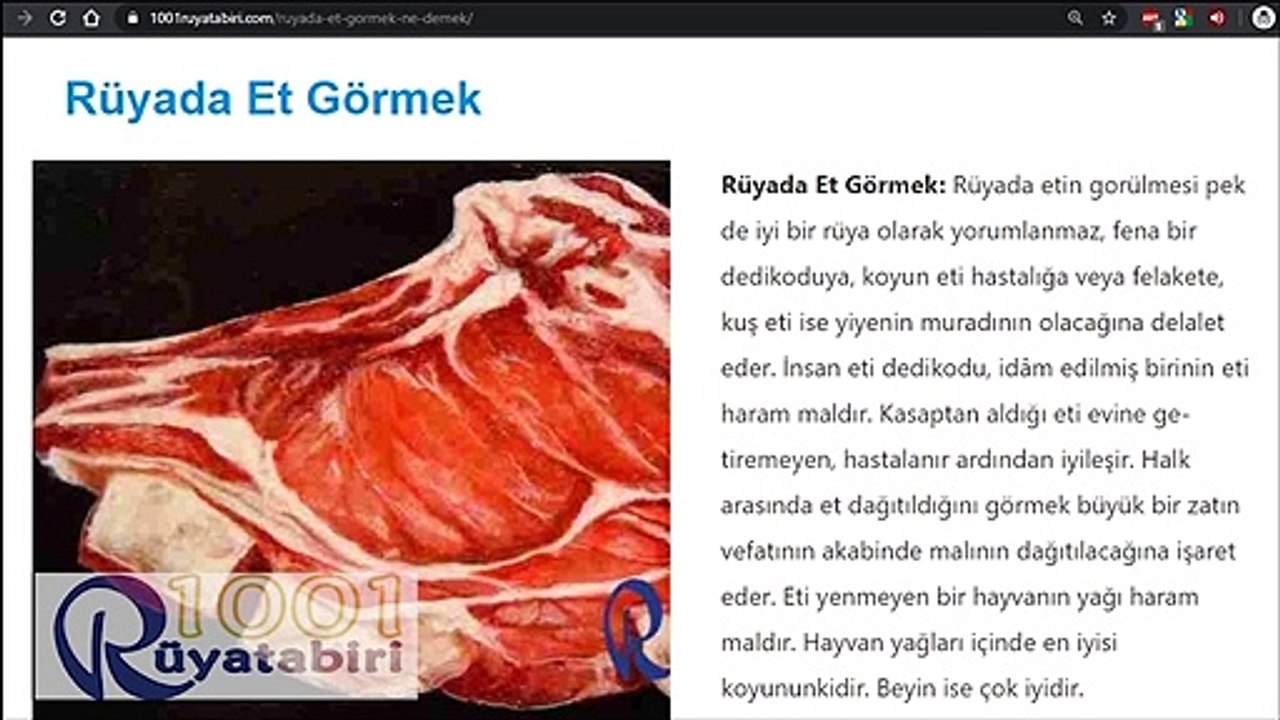 RÜYADA ET GÖRMEK | Rüyada çiğ et görmek ne demek-diyanet-hayvan eti görmek-kurbanlık