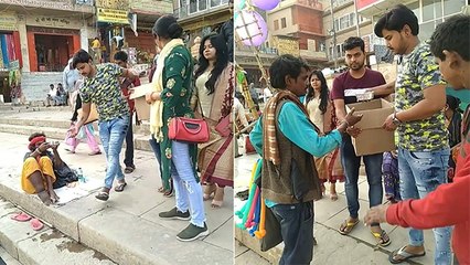 एक्टर प्रतीक मिश्रा ने अपने जन्मदिन पर गरीब लोगो के बीच बाटा खाना