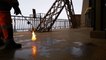 Blowtorches used to clear ice off Eiffel Tower