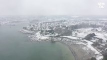 Neige: les belles images de Concarneau vu du ciel