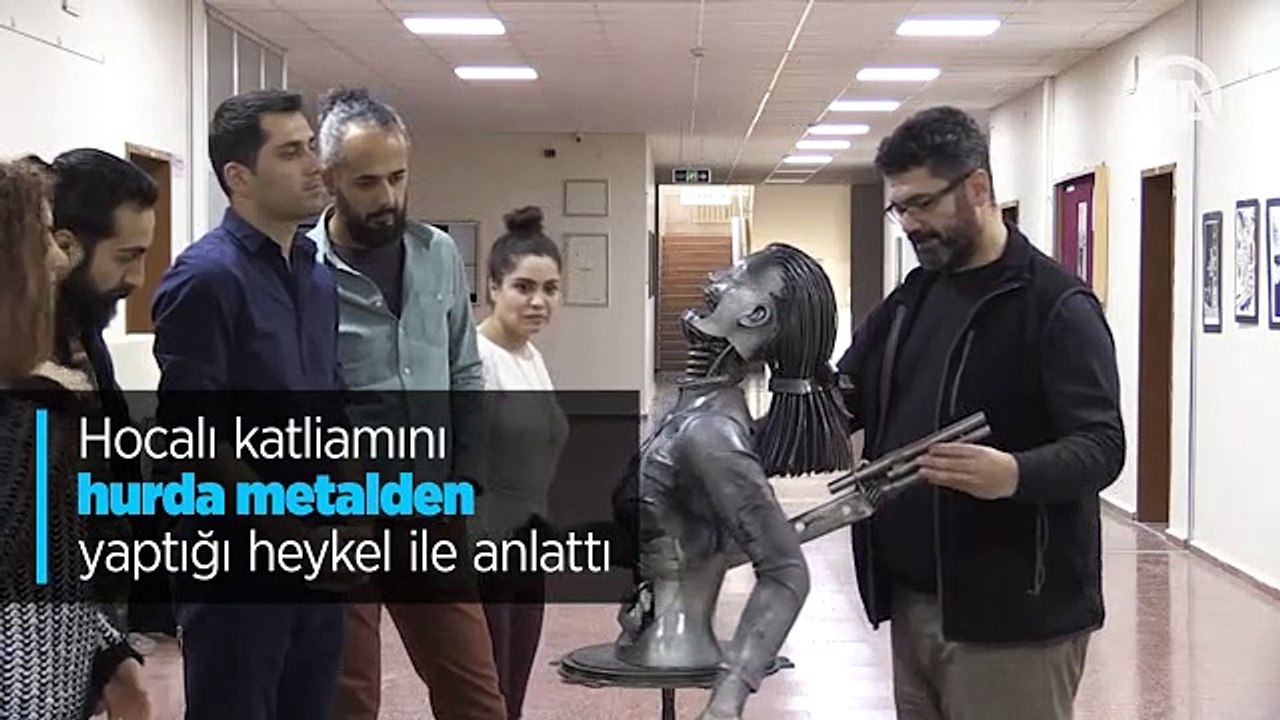 Hocalı katliamını hurda metalden yaptığı heykel ile anlattı