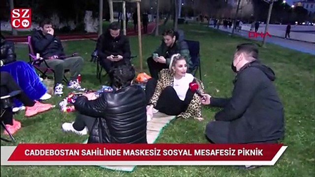 Ünlü şarkıcının Caddebostan Sahili'nde maskesiz sosyal mesafesiz pikniği