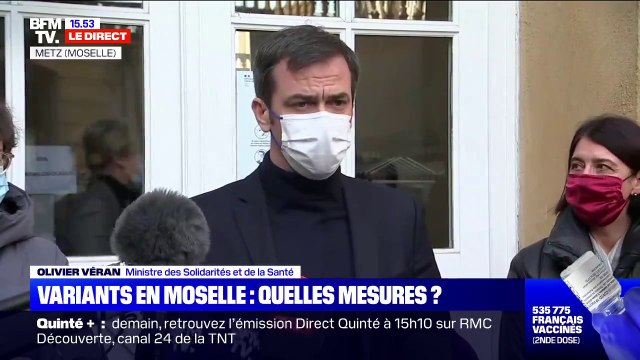 Olivier Véran en Moselle: Les patients atteints du variant sud-africain ne sont pas des gens qui ont voyagé (...) ni des personnes en contact avec des gens ayant voyagé