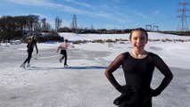 Scotland's international figure skater Christie Shannon practicing in a field