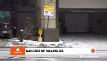 Dangers of falling ice in snowy cities