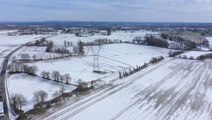 French countryside covered with snow