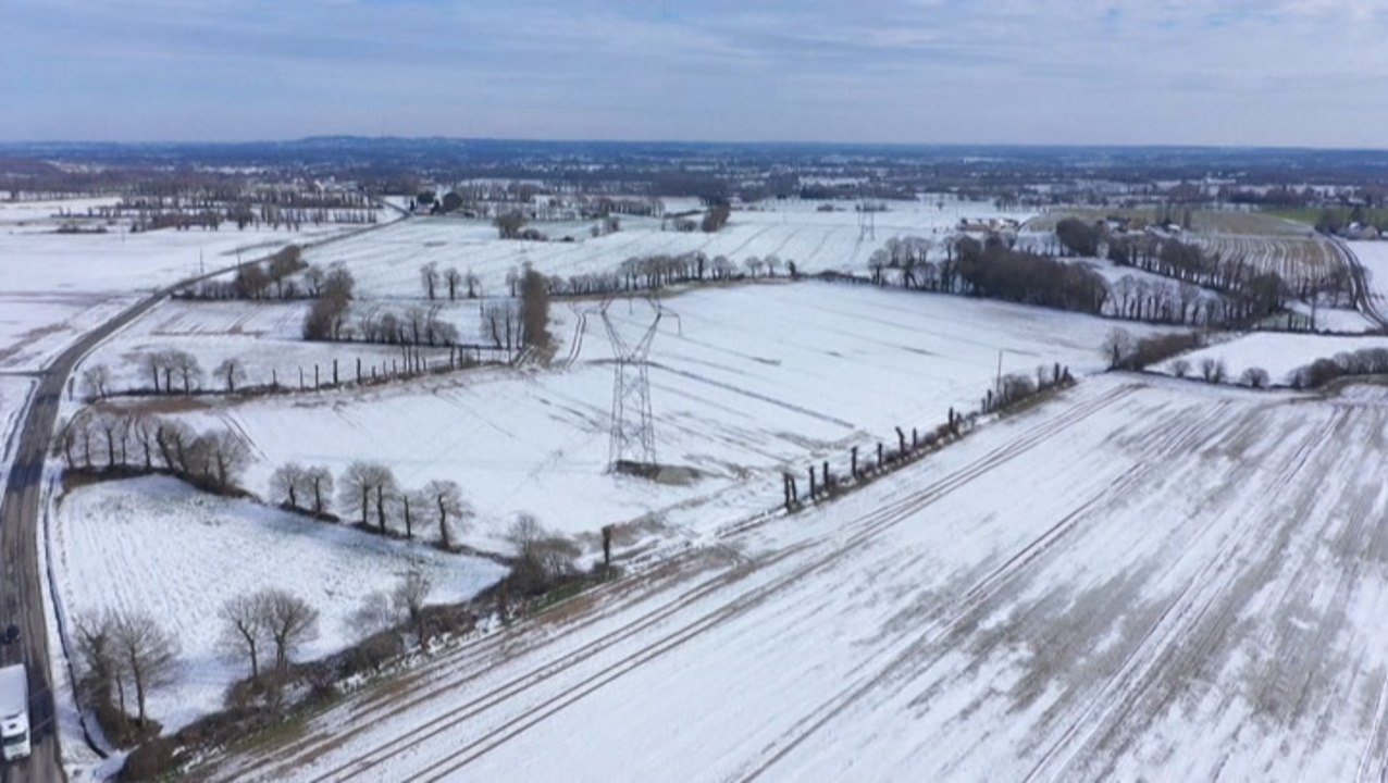 French countryside covered with snow