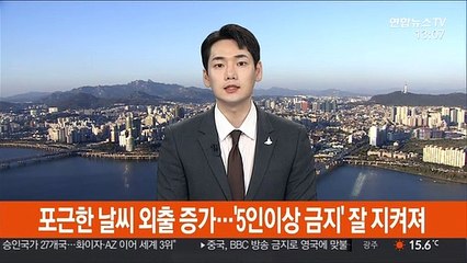 포근한 날씨 외출 증가…'5인이상 금지' 잘 지켜져