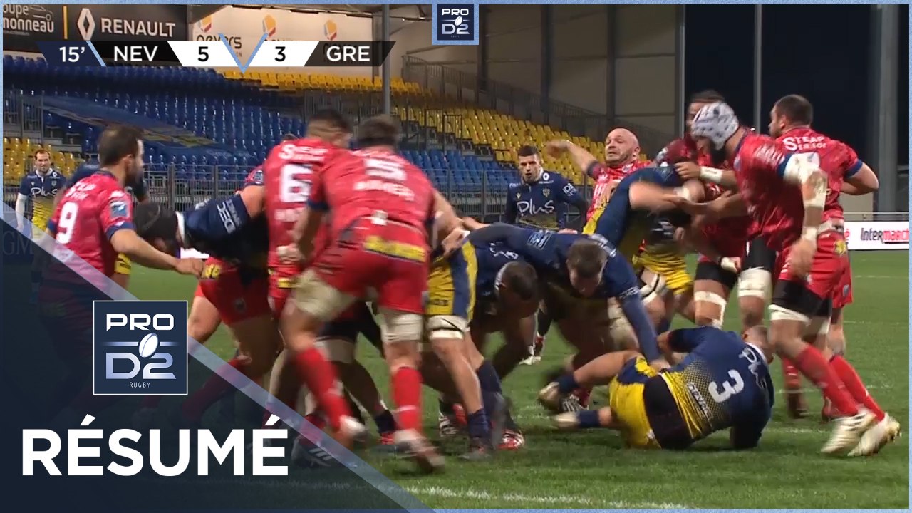 PRO D2 - Résumé USON Nevers-FC Grenoble Rugby: 12-13 - J19 - Saison 2020/2021