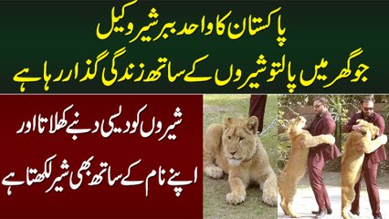 Download Video: Pakistan Ka Wo Lawyer Jisne Ghar Me Lions Paal Rakhay Hain - Apne Naam Ke Sath Bhi Sher Likhta Hai