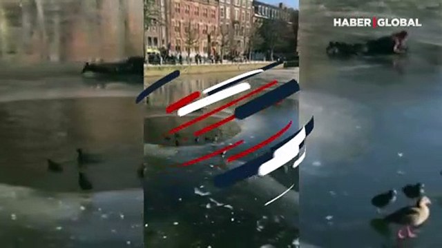 Buz tutan davetkar gölet insanların başına iş açtı