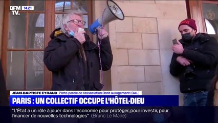 Des manifestants occupent l'Hôtel-Dieu à Paris pour demander un hébergement pour les sans-abris