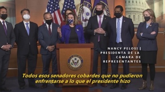 Pelosi tacha de cobardes a los senadores republicanos que votaron a favor de absolver a Trump