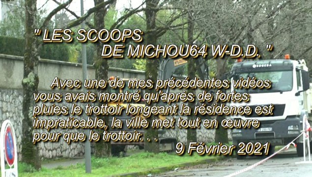 LES SCOOPS DE MICHOU64 W-D.D. - 9 FÉVRIER 2021 - PAU - DÉBUT DES TRAVAUX DE RÉNOVATION D'UN TROTTOIR DE L'AVENUE DU STADE NAUTIQUE