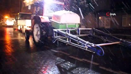 Çan’da karla mücadele çalışmalarında solüsyon kullanılıyor