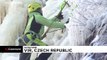 Czech climbers transform rock face into large ice wall challenge