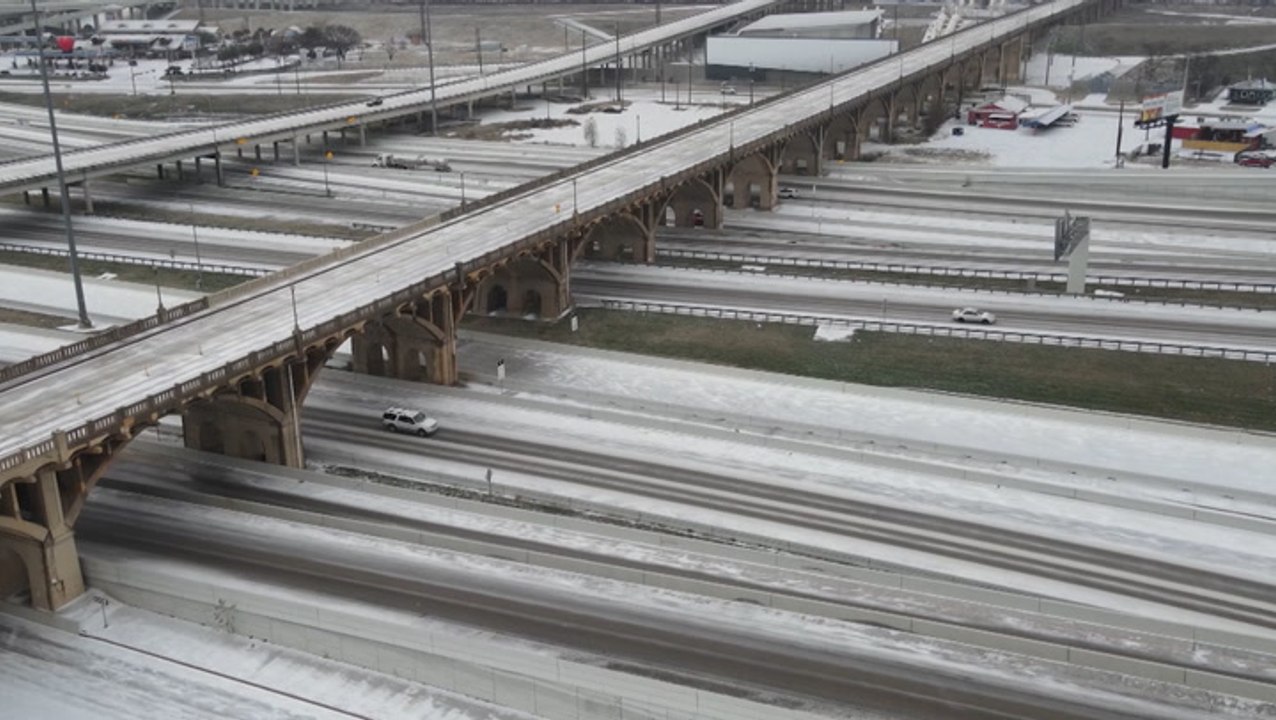 Snowy highways from the sky