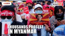 Thousands protests after Myanmar night of fear