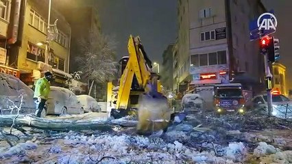 İstanbul'da kar yağışı nedeniyle bazı bölgelerde ağaçlar devrildi