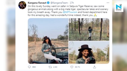 Watch, Kangana Ranaut takes a day off from 'Dhaakad' shoot, enjoys jungle safari