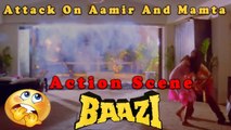 Attack On Aamir and Mamta | Baazi (1995) | Aamir Khan | Mamta Kulkarni | Raza Murad | Bollywood Movie Action Scene | Part 23