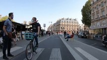Quand un cycliste menace un piéton qui traverse sur un passage piéton