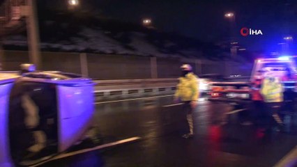 Alkollü sürücü Haliç Köprüsü’nde girişinde takla attı