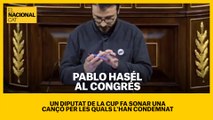 Un diputat de la CUP reprodueix al Congrés dels diputats una de les cançons per les quals han empresonat a Pablo Hasél