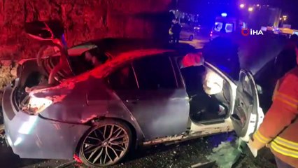 Refüje çarptıktan sonra metrelerce havalanarak tarihi su kemerine böyle çarptı