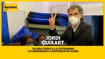 El president d'Òmnium Cultural, Jordi Cuixart, fa una crida a la ciutadania a condemnar la detenció i empresonament del raper Pablo Hasel.