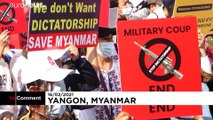 شاهد: تواصل الاحتجاجات في ميانمار ضد الانقلاب العسكري
