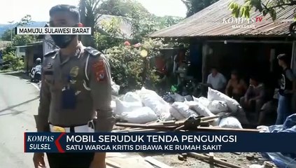 Mobil Seruduk Tenda Pengungsi, Satu Warga Kritis Dibawa Ke Rumah Sakit