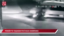 Pendik’te feci motosiklet kazası kamerada