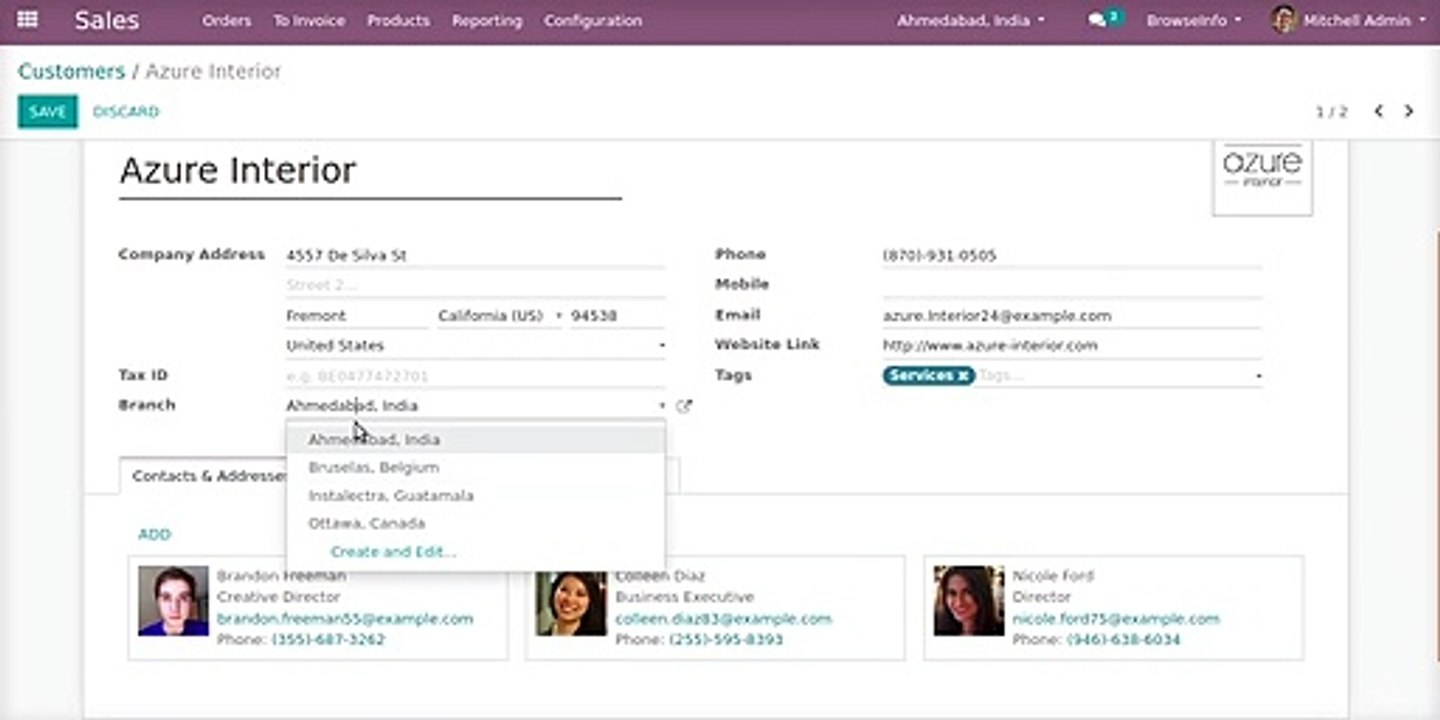 Multiple Branch Unit(operation)  for Single Company Management | Odoo