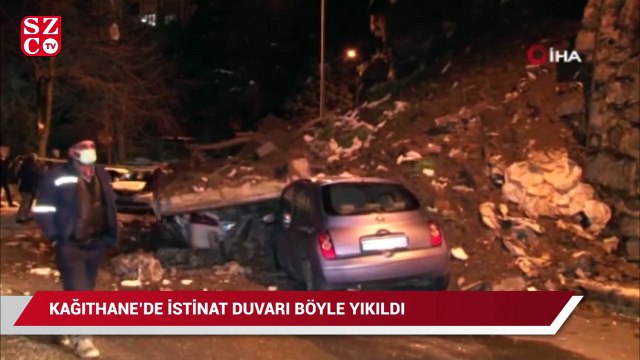 Kağıthane'de istinat duvarının yıkılma anı kamerada