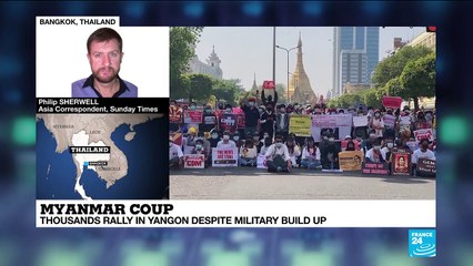 Thousands rally in Myanmar's Yangon despite military build up