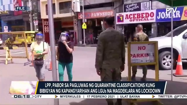 League of Provinces of the Philippines, pabor sa pagluluwag ng quarantine classifications kung bibigyan ng kapangyarihan ang LGUs na magdeklara ng lockdown