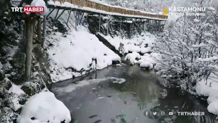 Kar altındaki Horma Kanyonu dronla görüntülendi