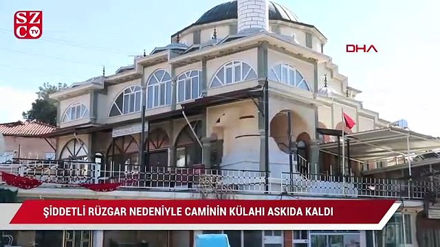 Denizli’de cami minaresi fırtınaya dayanamadı