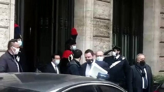 Salvini e Bagnai in Parlamento prima della Fiducia al Governo Draghi