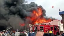 Sanayi sitesinde korkutan yangın... Alevler metrelerce yükseldi, vatandaşlar canlı yayın için yarıştı