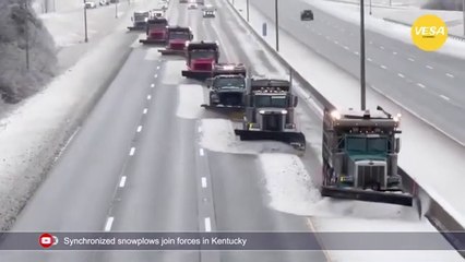 Synchronized snowplows join forces in Kentucky