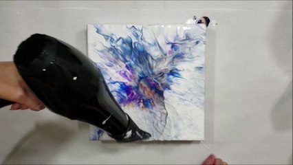 Easy acrylic dutch pour with silver, blue, purple and gold