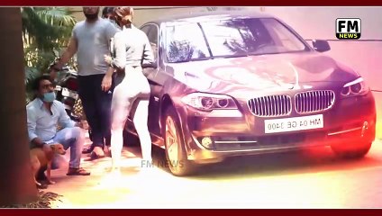 Malaika Arora  in Yoga Workout Outfits Playing With Puppy