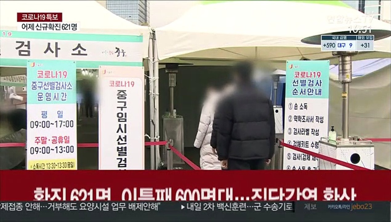 확진 621명, 이틀째 600명대…집단감염 확산