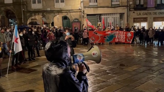 Protesta en Santiago de Compostela en apoyo a Pablo Hasel