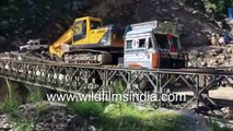 Over-laden Truck falls into gorge after bridge collapse in the Uttarakhand Himalaya