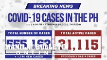 DOH reports 1,744 new cases, bringing the national total to 555,163, as of February 18, 2021.