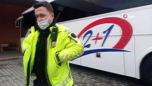 Trafik ekiplerinden yolcu otobüslerine kış lastiği denetimi
